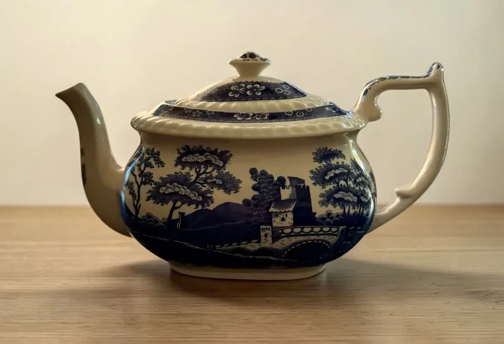 Spode Tower Blue Gadroon Teapot | Pristine Condition | Vintage Made in England